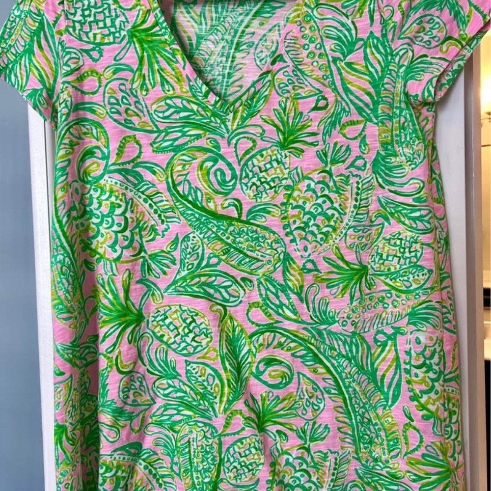 Lilly Pulitzer Graphic Green and Pink Blouse
